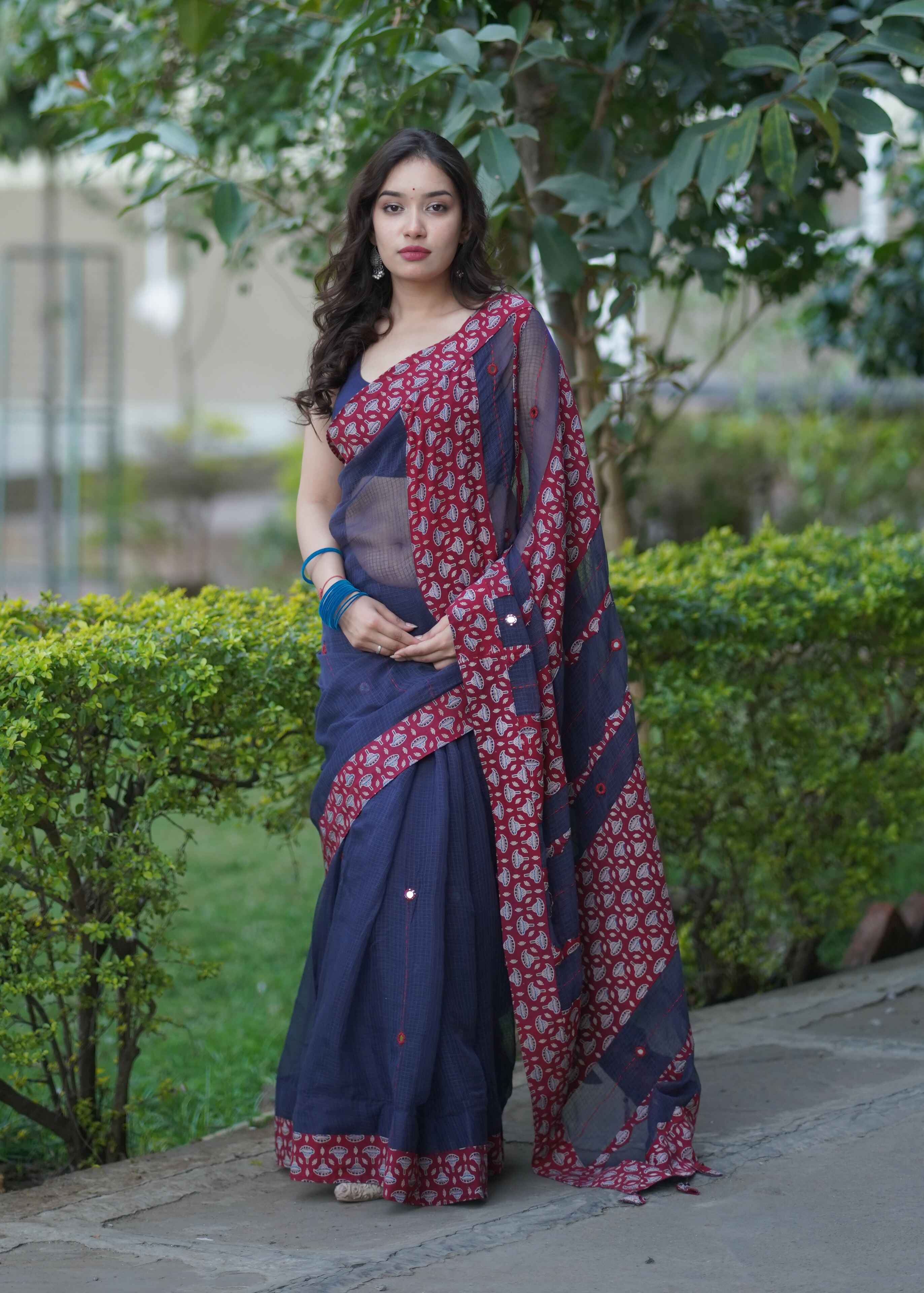 Yogita - Blue Kota Applique Saree