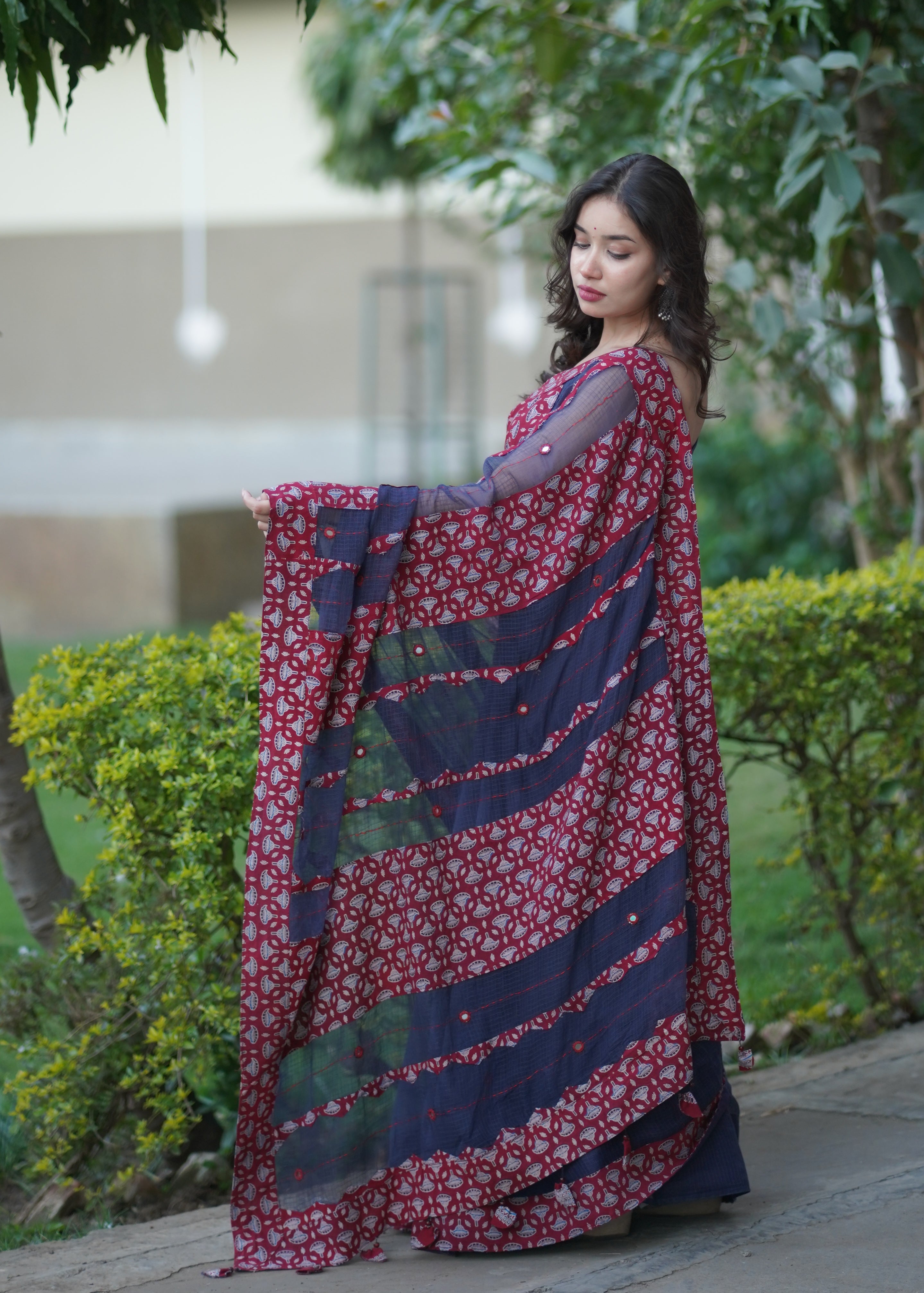 Yogita - Blue Kota Applique Saree