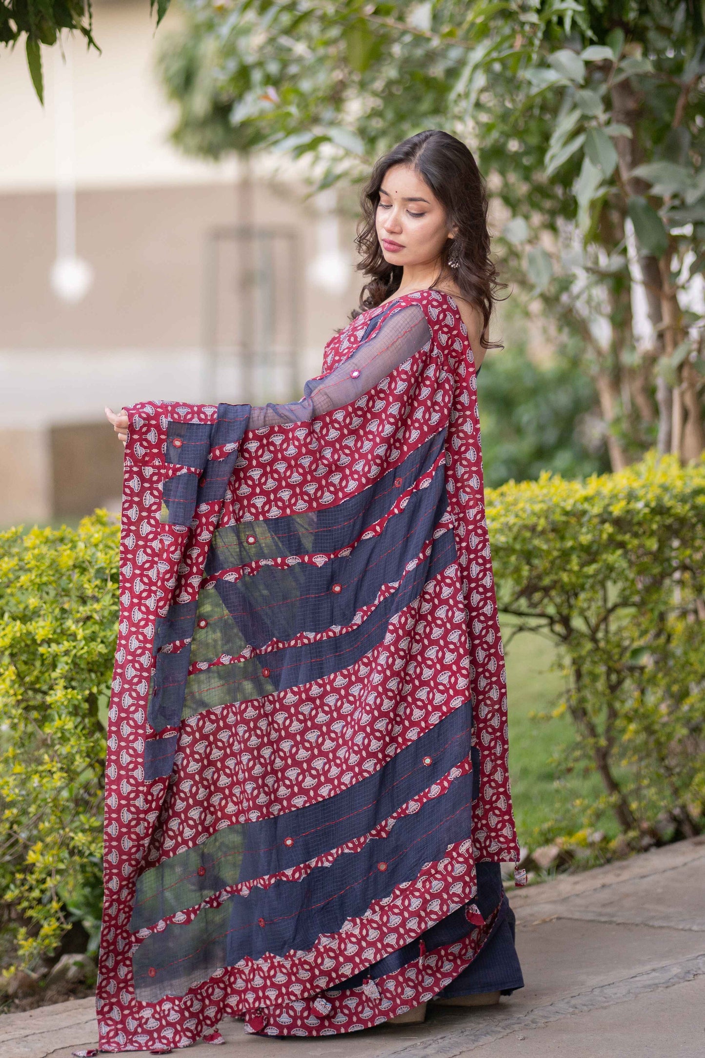 Yogita - Blue Kota Applique Saree