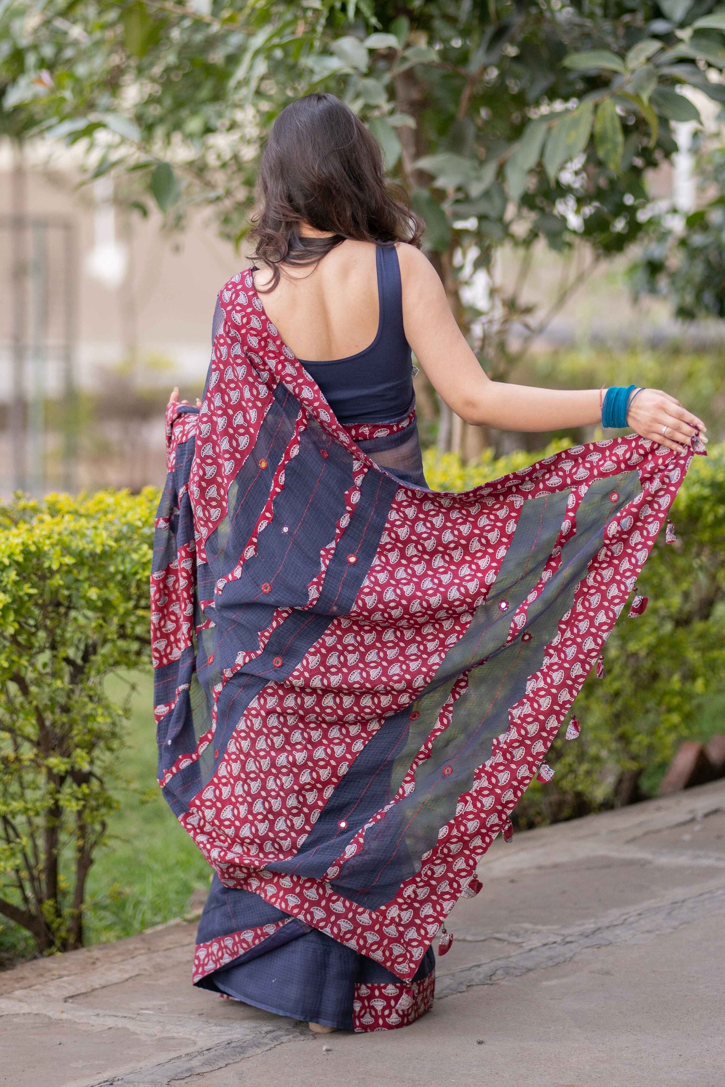 Yogita - Blue Kota Applique Saree
