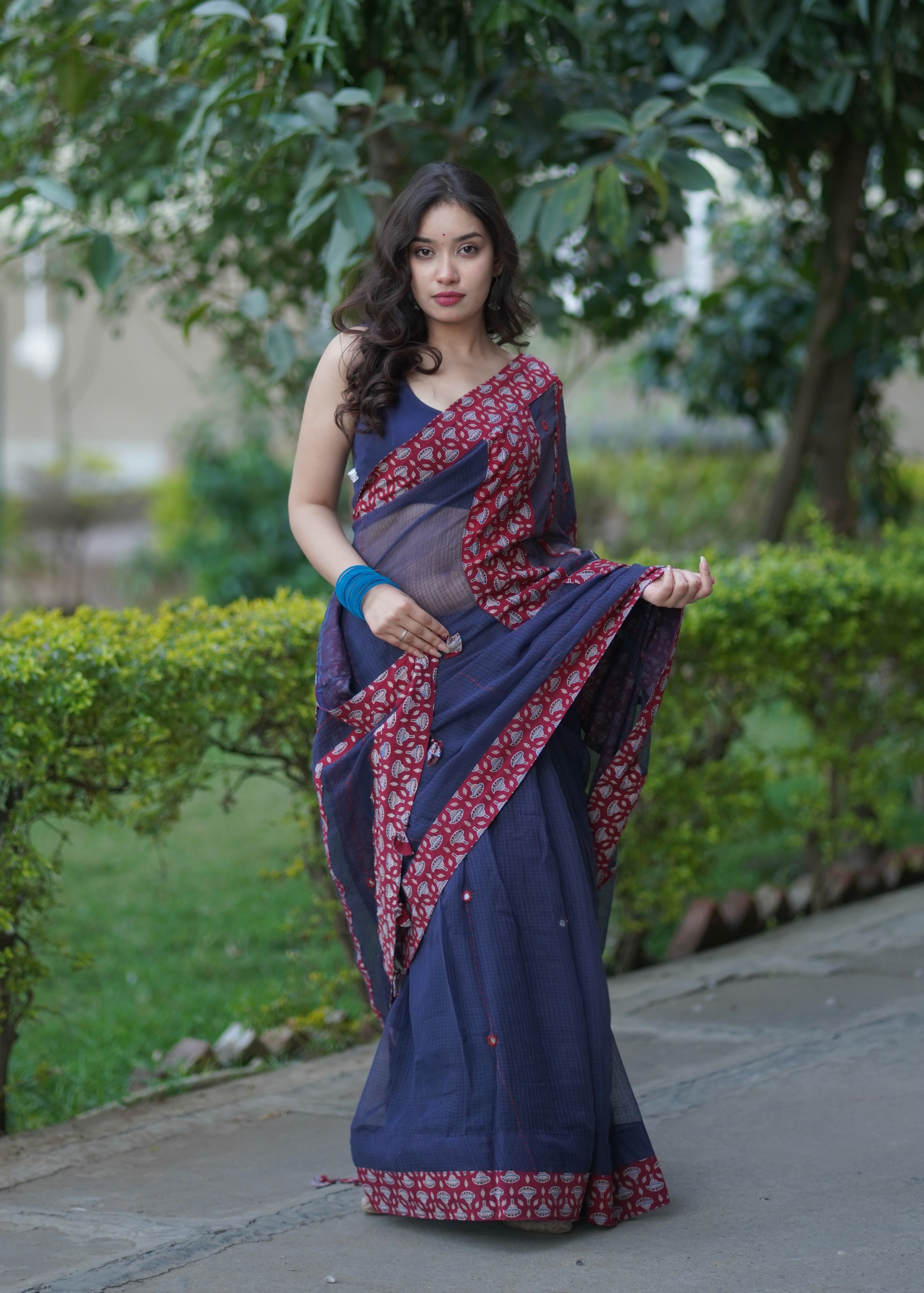 Yogita - Blue Kota Applique Saree
