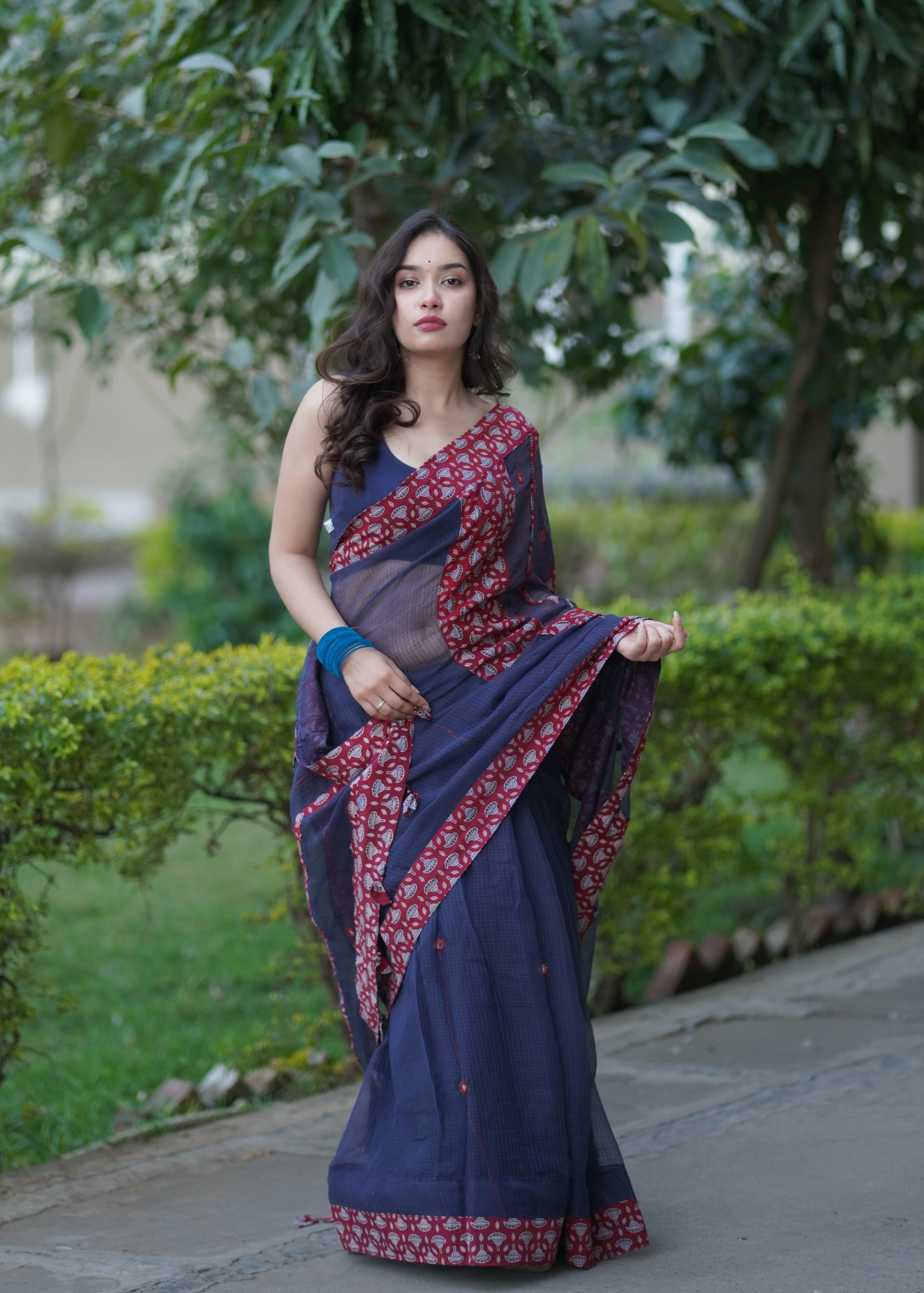 Yogita - Blue Kota Applique Saree