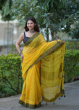Mani - Ajrakh Applique Kota Saree