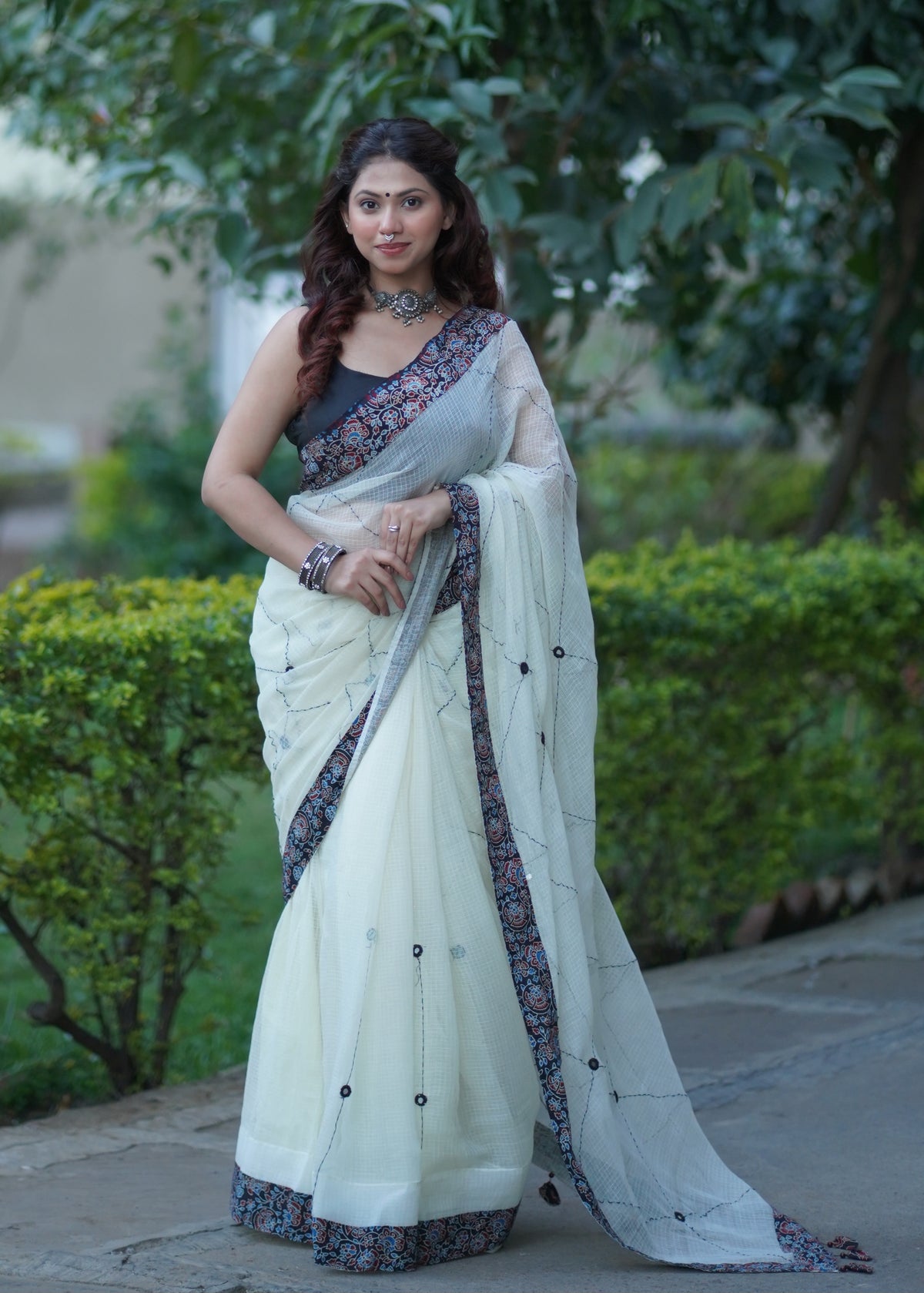 Manisha - Offwhite Kota Doria Saree