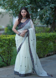 Manisha - Offwhite Kota Doria Saree