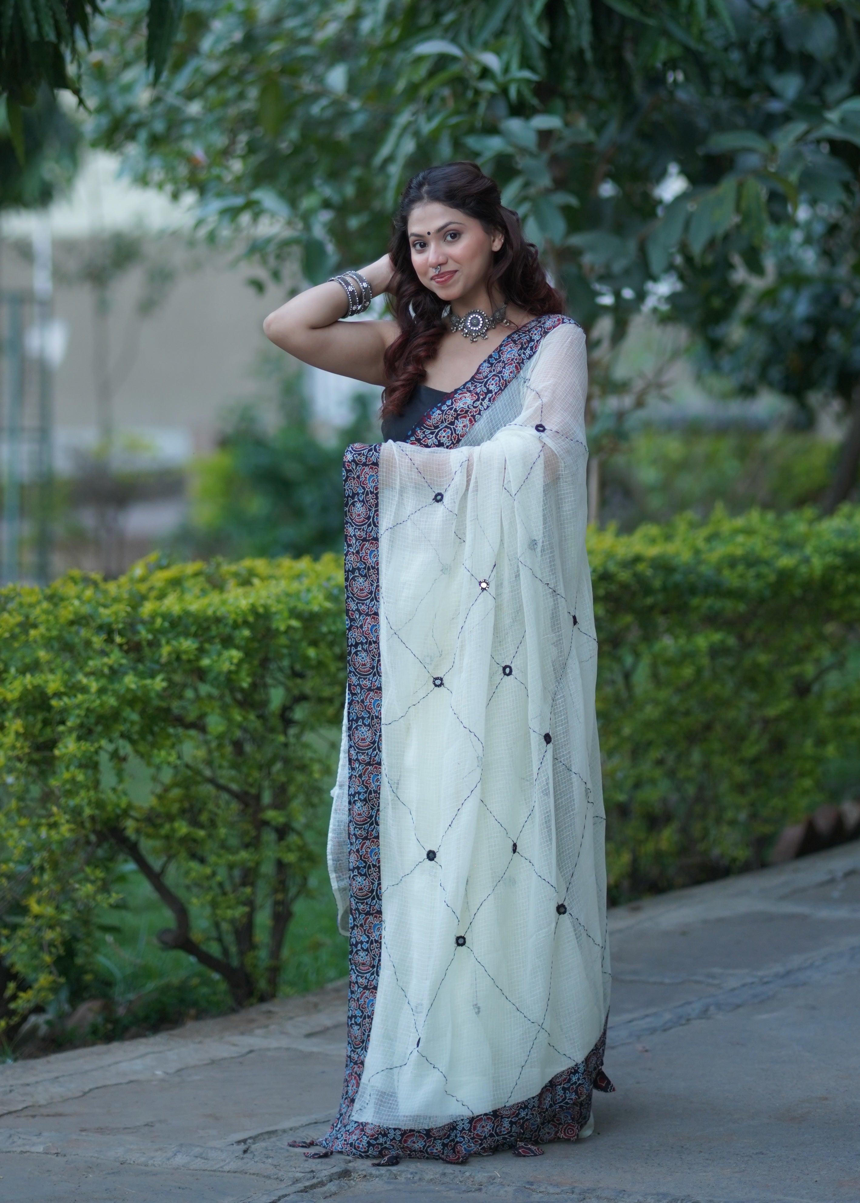 Manisha - Offwhite Kota Doria Saree