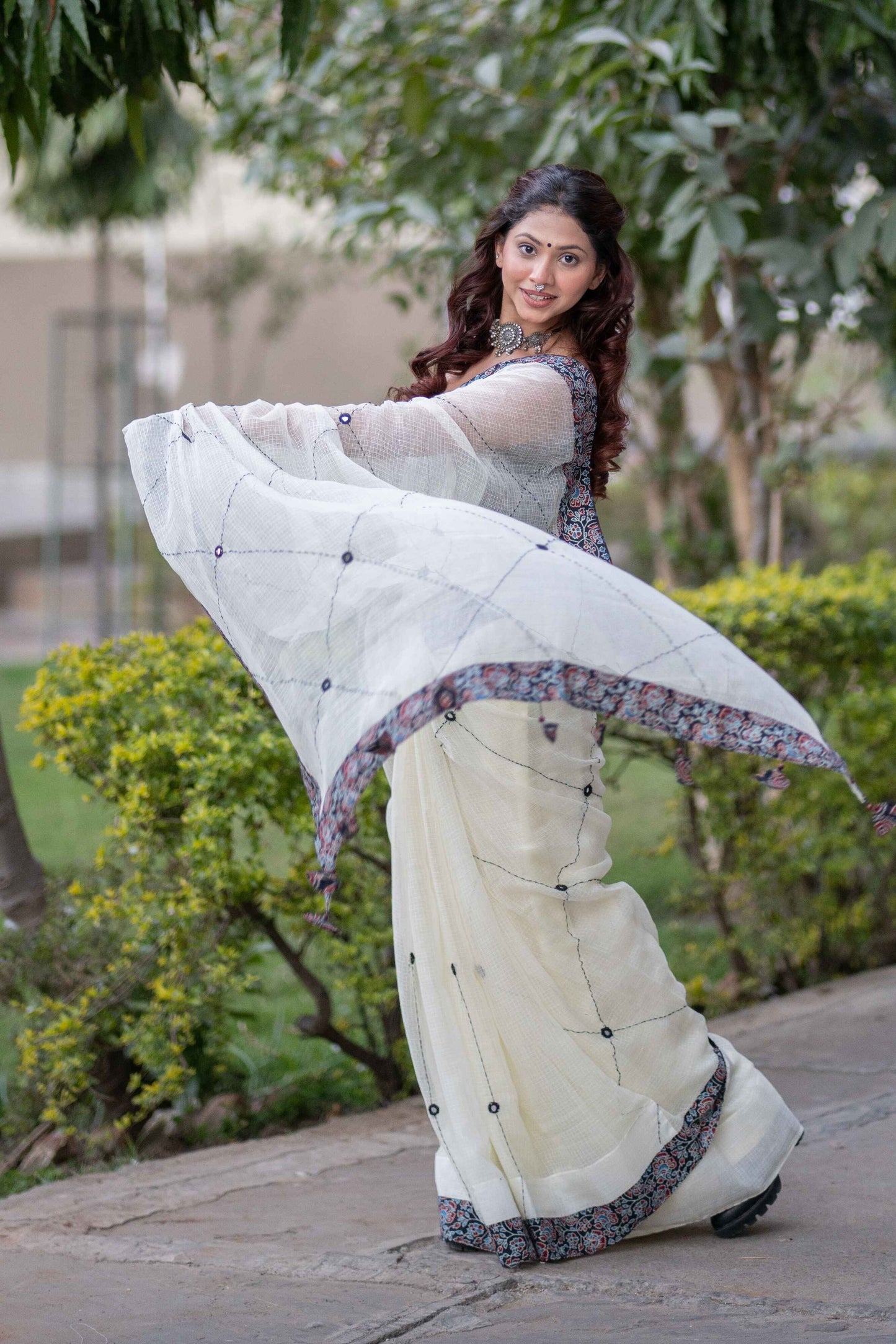 Manisha - Offwhite Kota Doria Saree