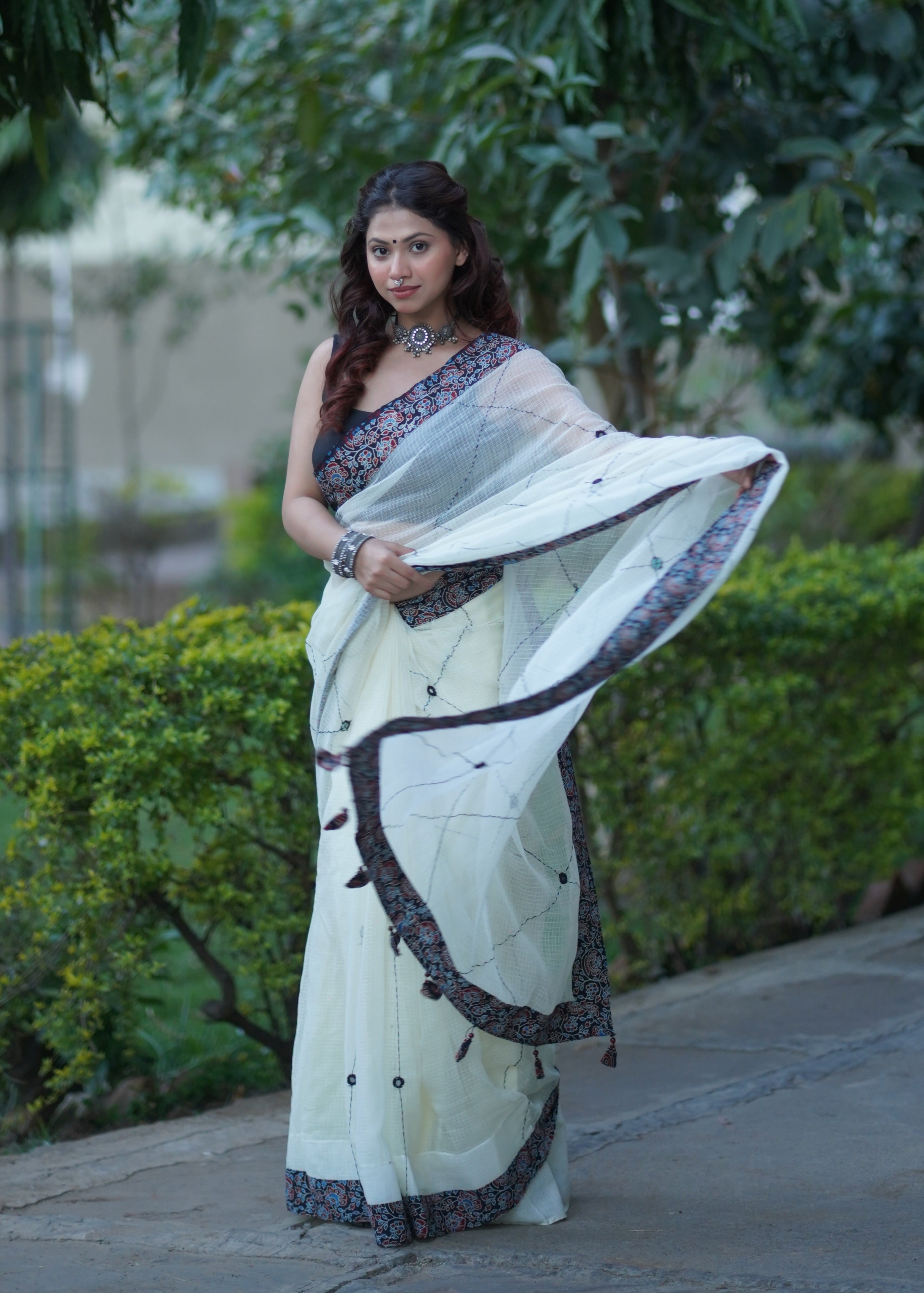 Manisha - Offwhite Kota Doria Saree