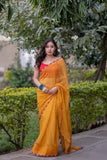 Kamala- Yellow Kota Applique Saree