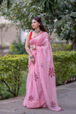 Shanti - Pink Kota Doria Saree