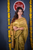 Swarnrekha- Green Striped Linen Saree