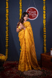 Abhirupa- Yellow Striped Linen Saree