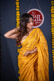Abhirupa- Yellow Striped Linen Saree