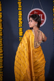 Abhirupa- Yellow Striped Linen Saree