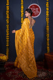 Abhirupa- Yellow Striped Linen Saree