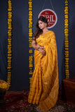 Abhirupa- Yellow Striped Linen Saree