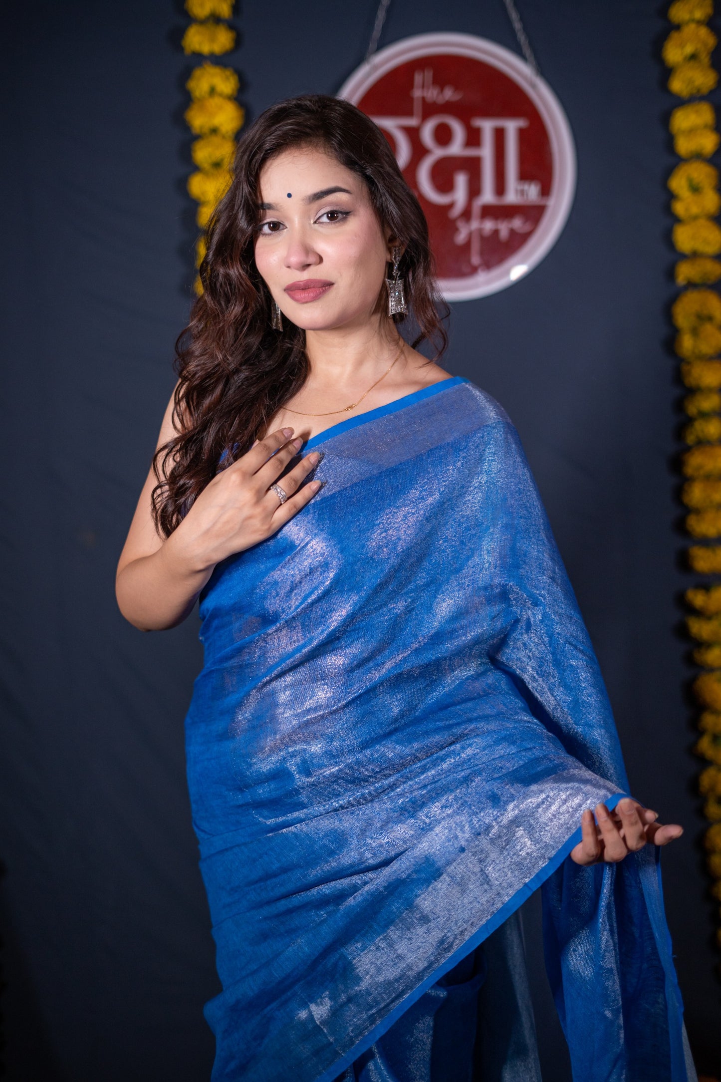 Kaanti- Blue Silver Zari Linen Saree
