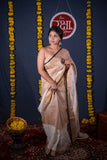 Mohini- White Golden Linen Saree
