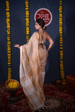 Mohini- White Golden Linen Saree