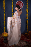 Prabha- White Silk Linen Saree