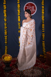 Prabha- White Silk Linen Saree