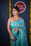 Sampanna- Blue Silk Linen Saree