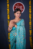 Sampanna- Blue Silk Linen Saree