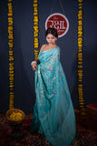 Sampanna- Blue Silk Linen Saree