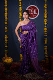 Madhulika- Purple Floral Silk Linen Saree