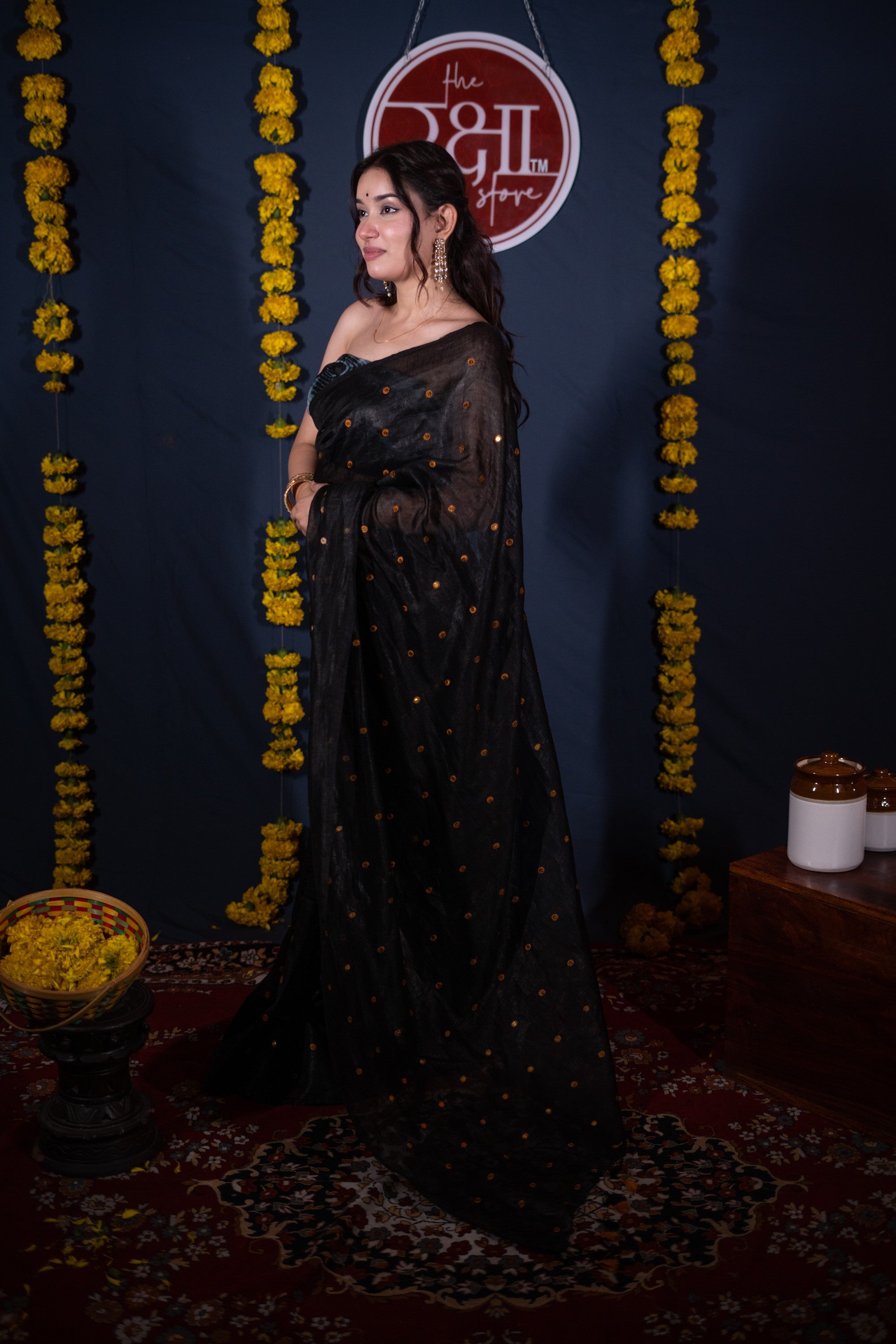 Shrivalli- Black Tikli Work Saree