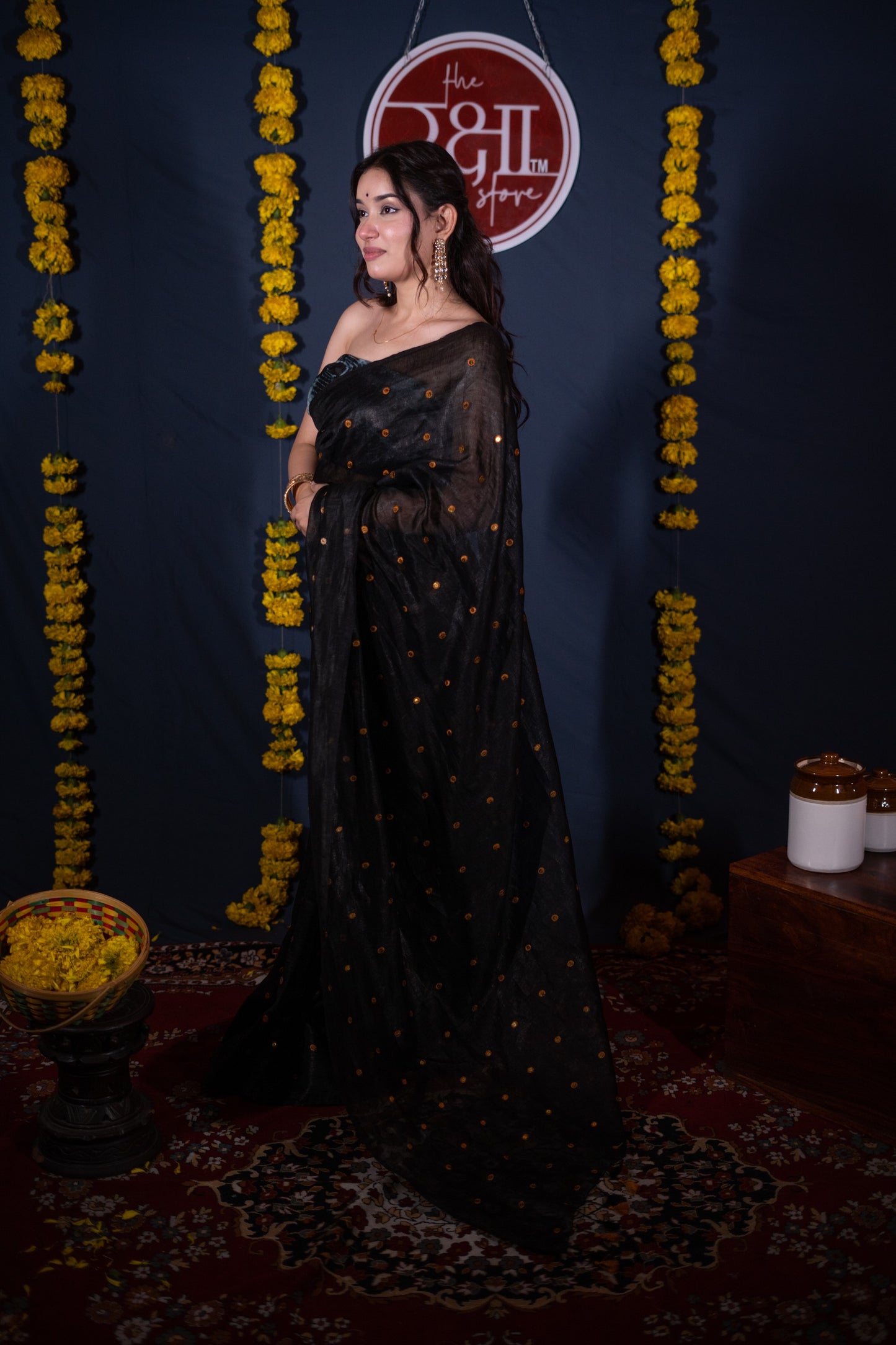 Shrivalli- Black Tikli Work Saree