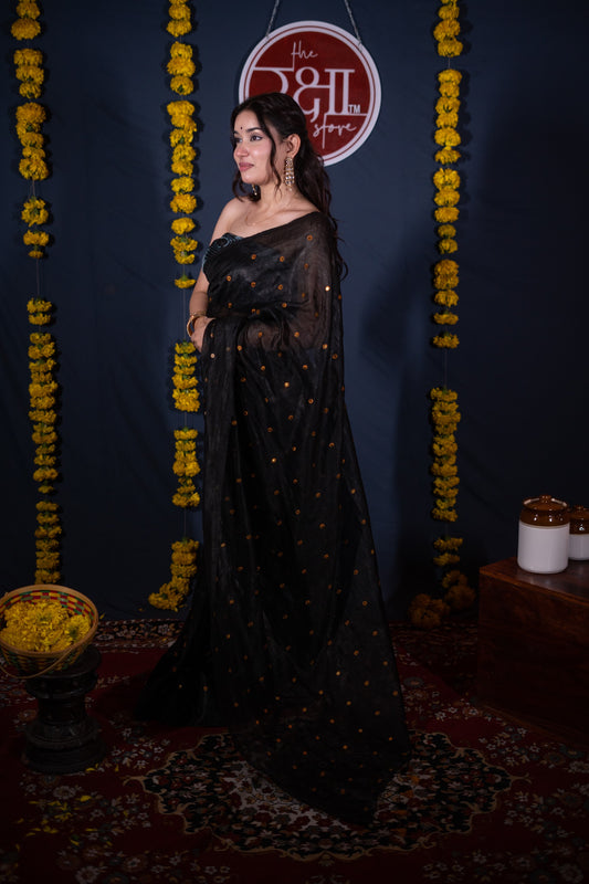 Shrivalli- Black Tikli Work Saree