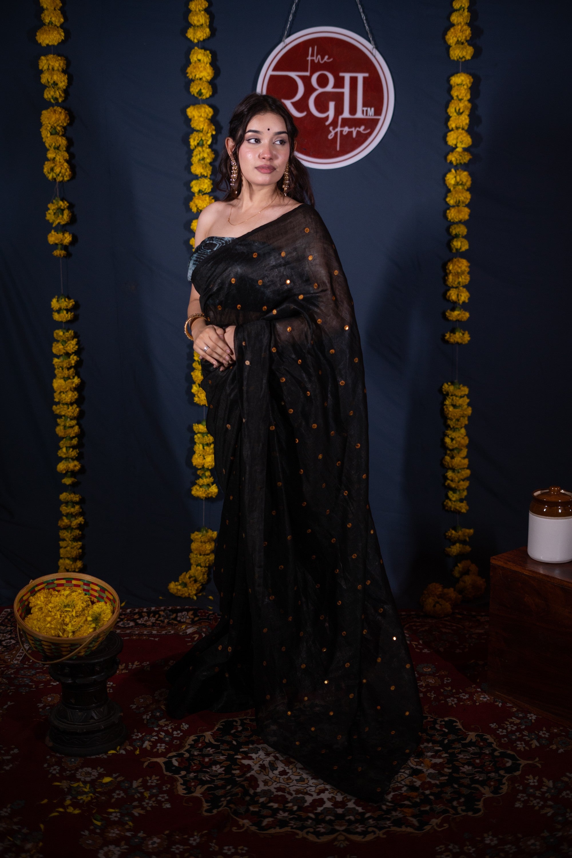 Shrivalli- Black Tikli Work Saree