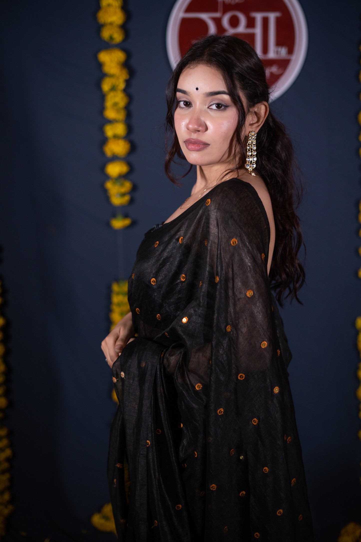 Shrivalli- Black Tikli Work Saree