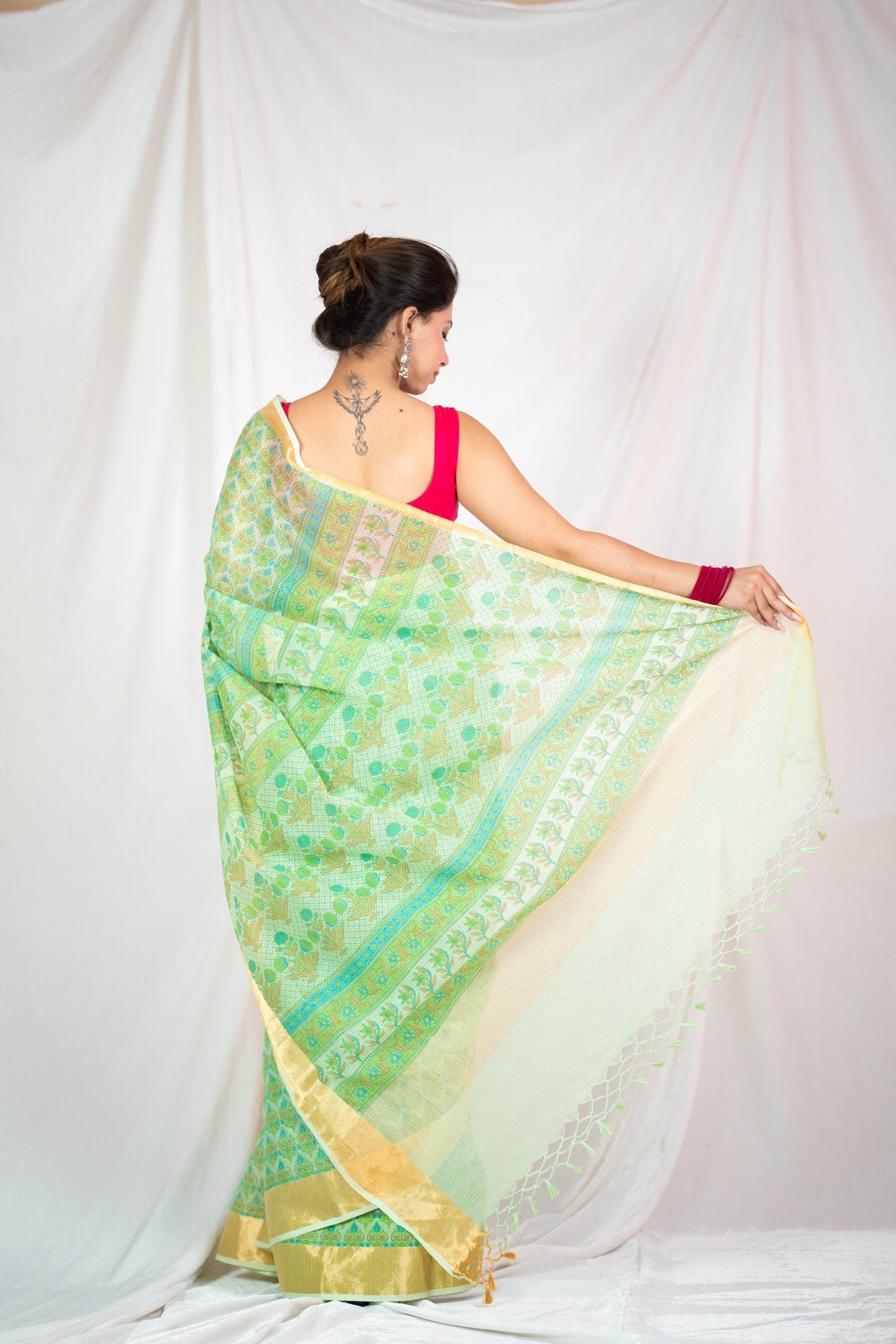 Verdant Charm -Kota Doria Cotton Saree