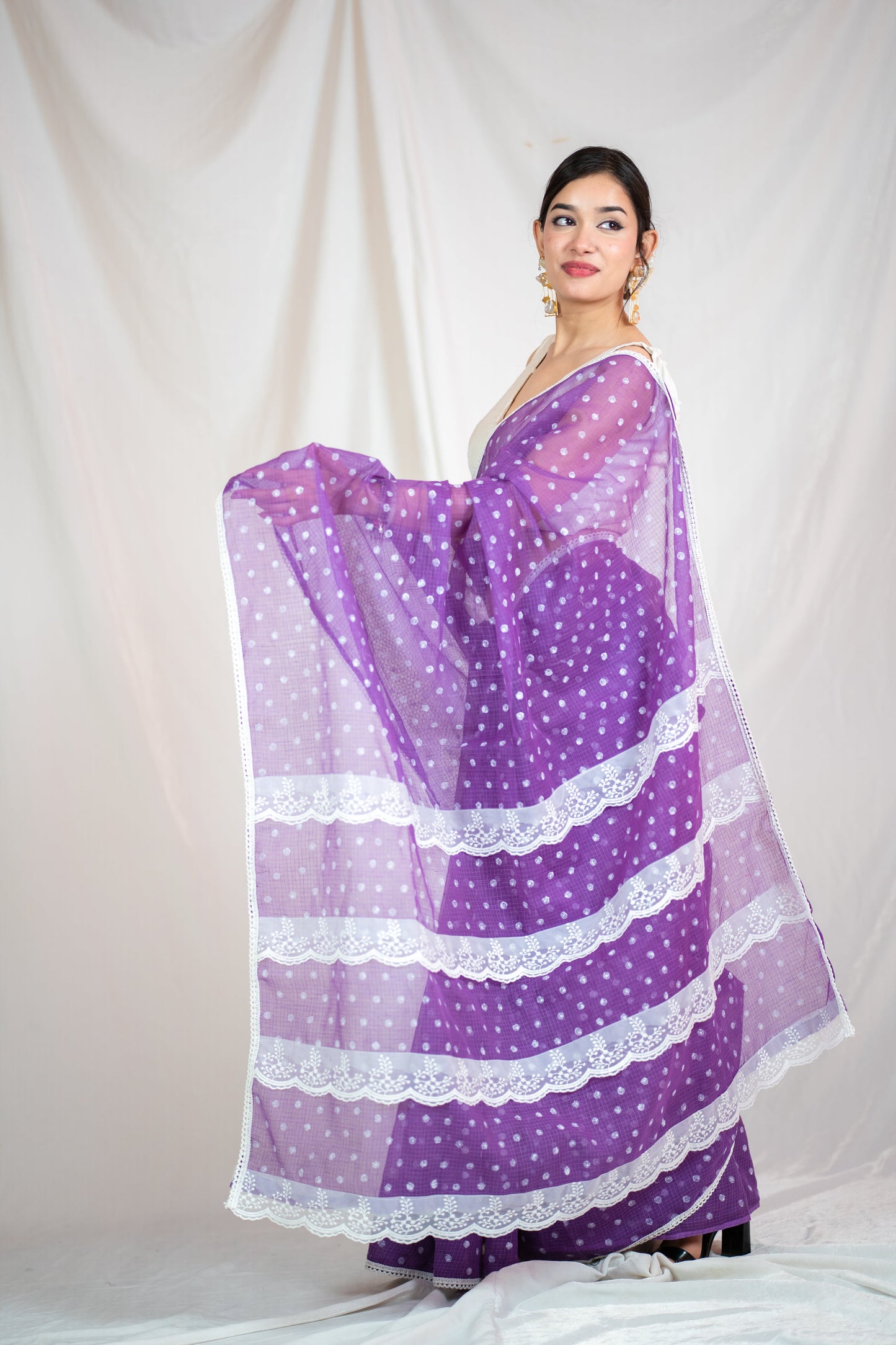 Bindu Re Bindu Purple Kota Doria Saree