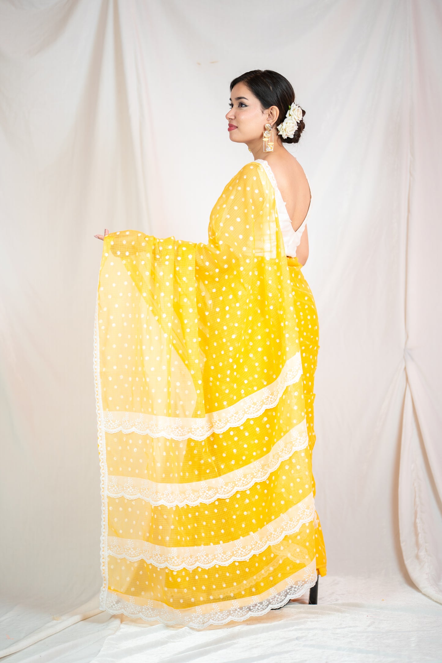 Bindu Re Bindu - Yellow Kota Doria saree