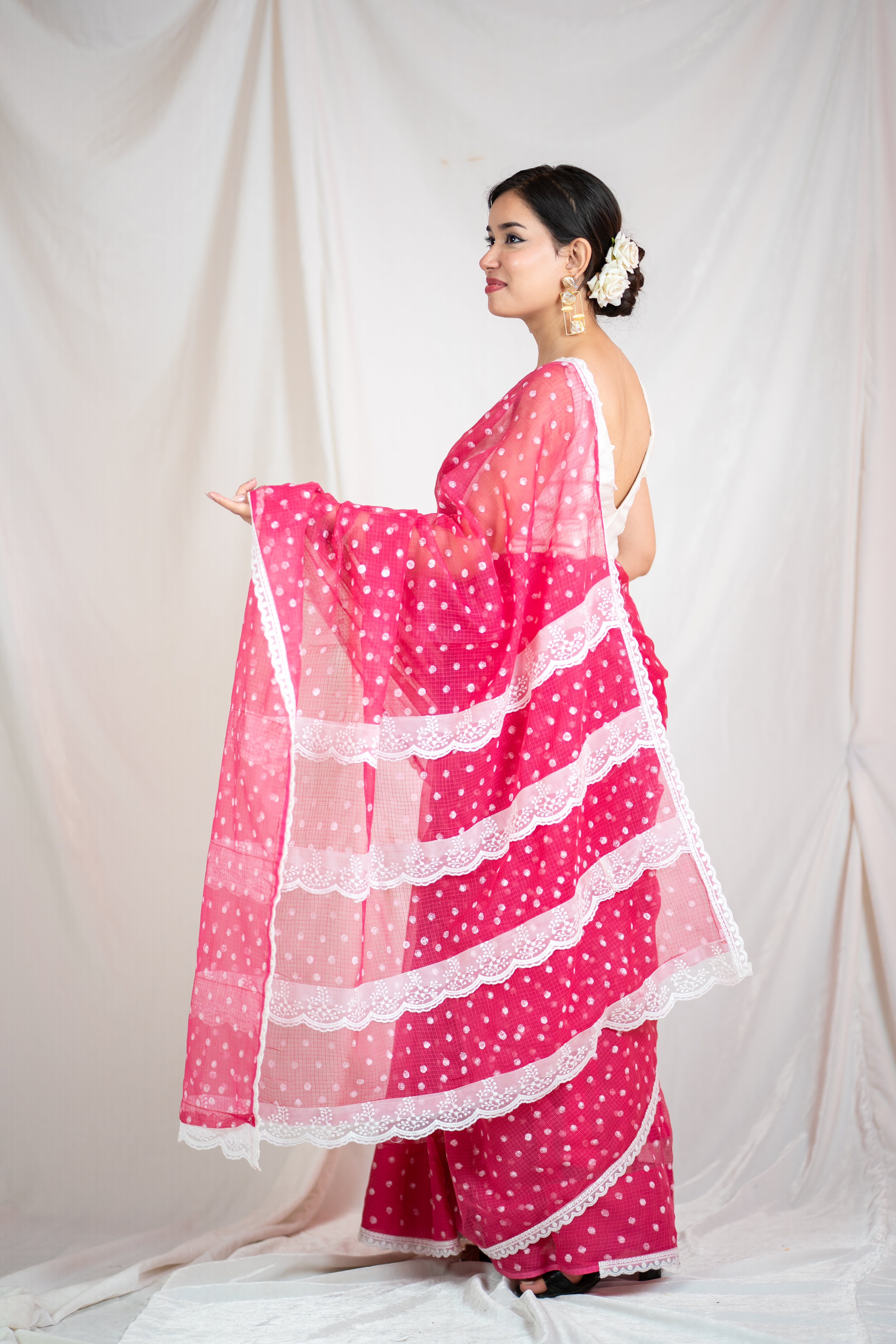 Bindu Re Bindu - Pink Kota Doria saree