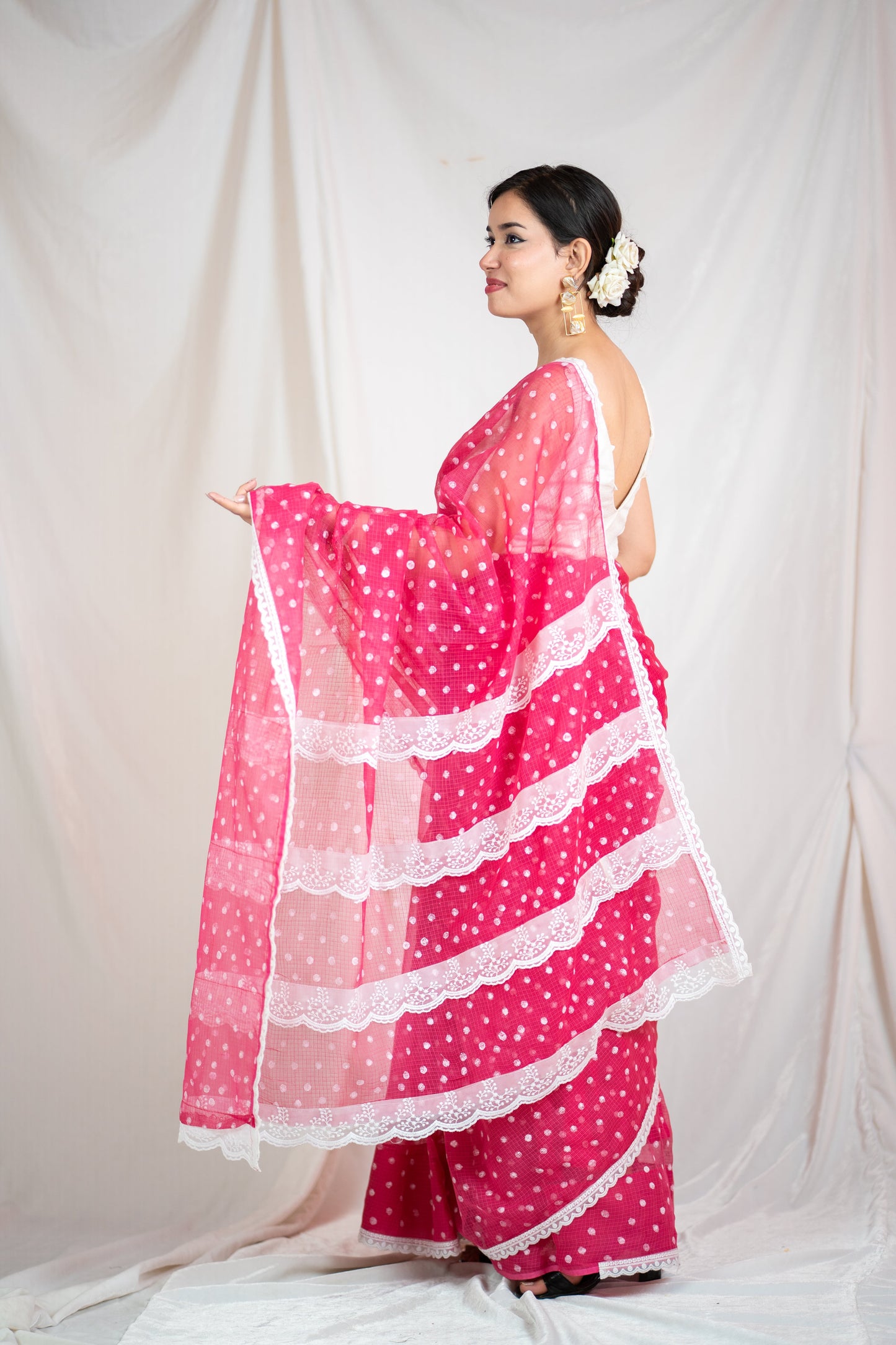Bindu Re Bindu - Pink Kota Doria saree
