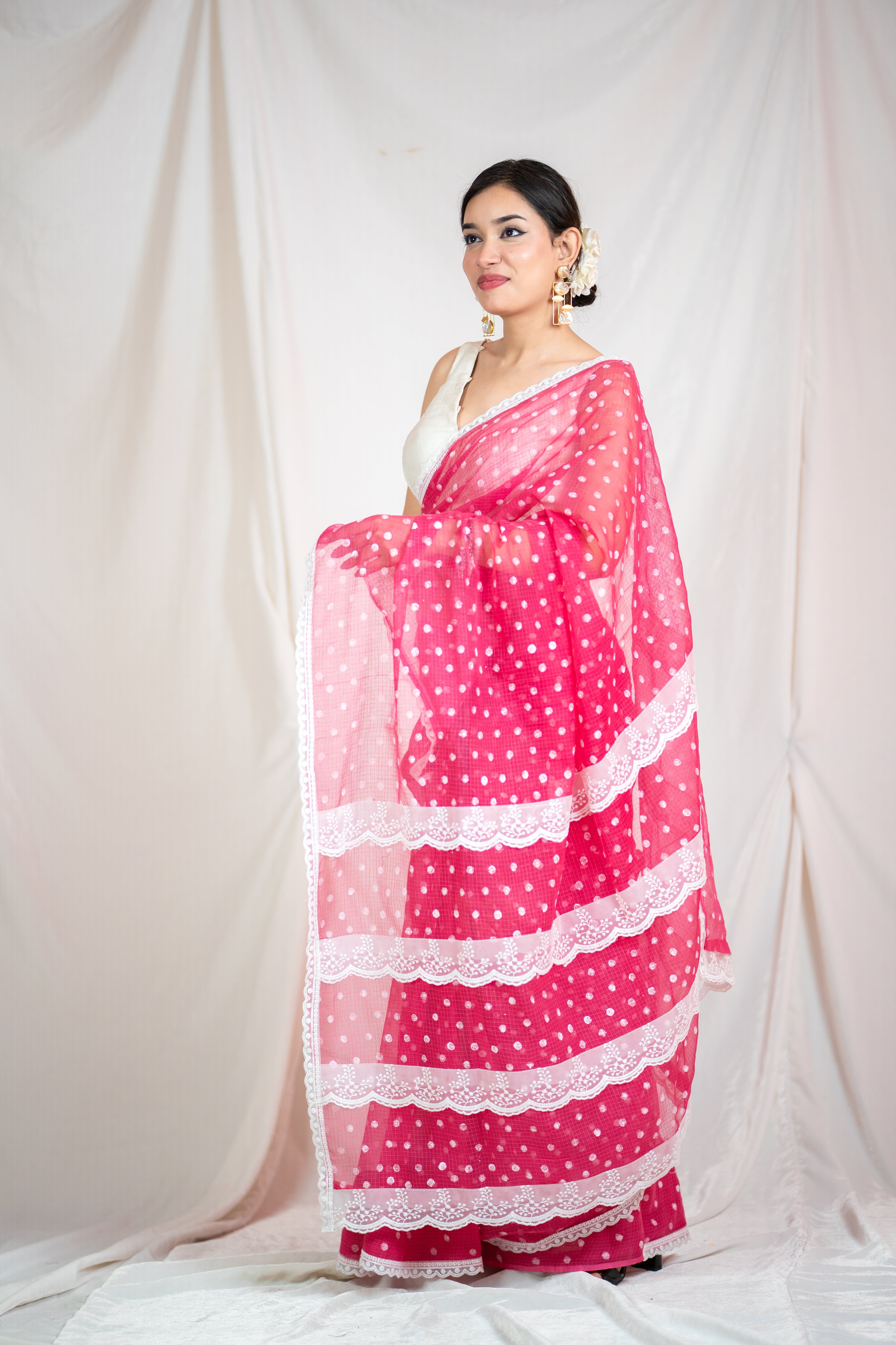 Bindu Re Bindu - Pink Kota Doria saree
