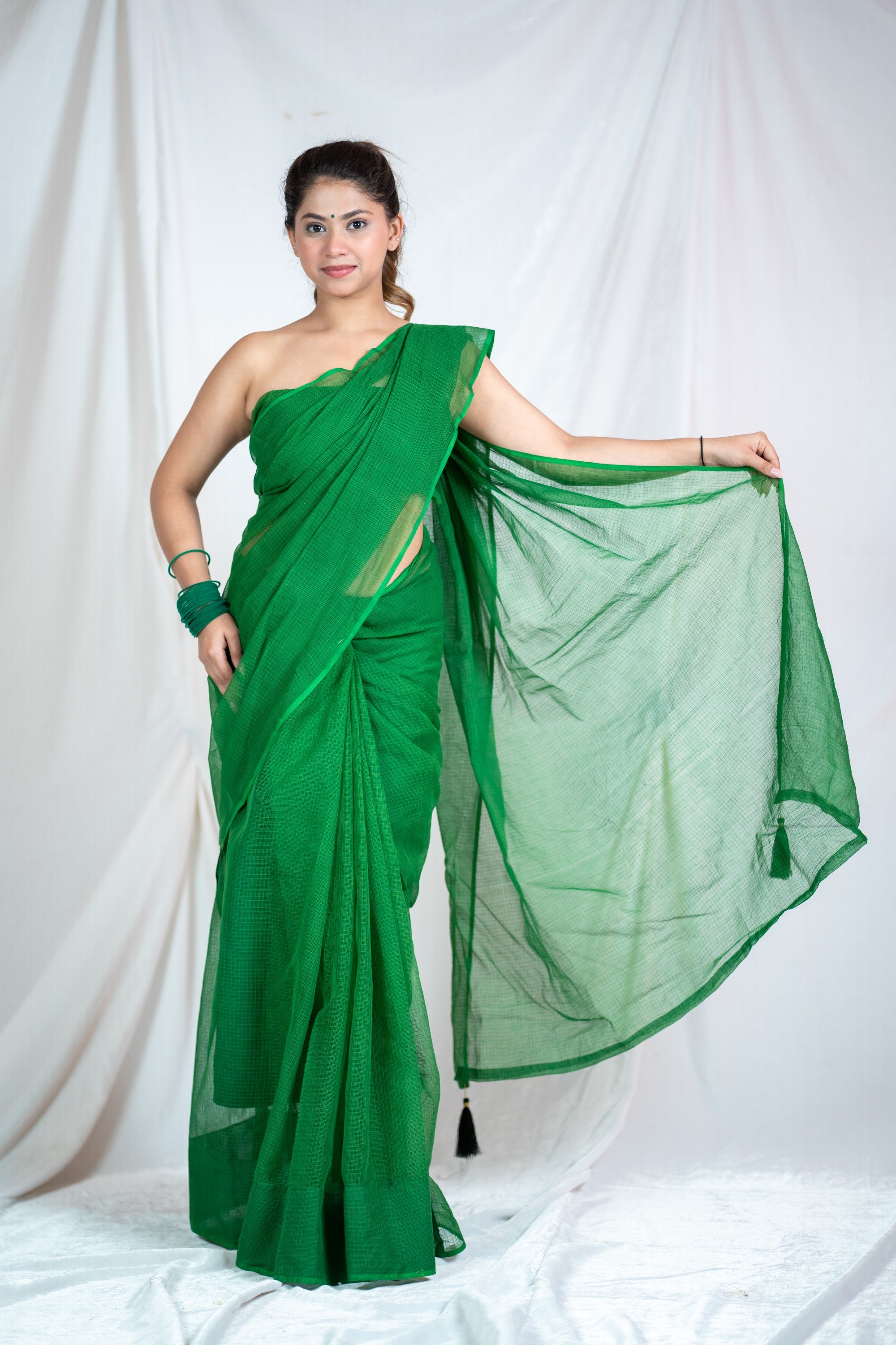 Forest Fern- Kota Doria Saree