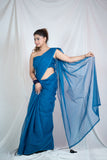 Azure Elegance- Blue Kota Doria Saree