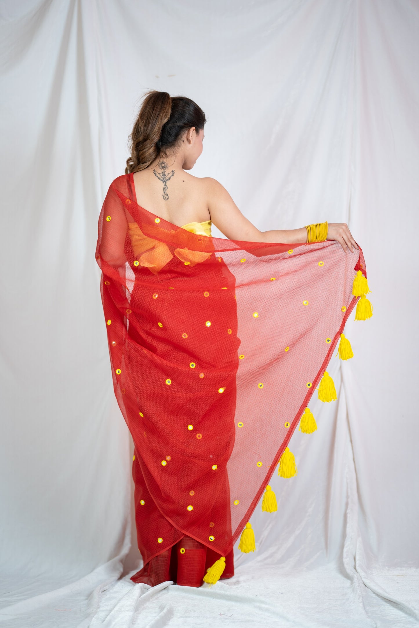 Ruby Radiance - Red Kota Doria Saree