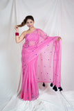 Pink Sparkle - Kota Doria Saree
