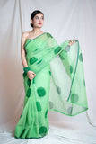 Mathe Ri Bindu - Green Kota Doria Saree