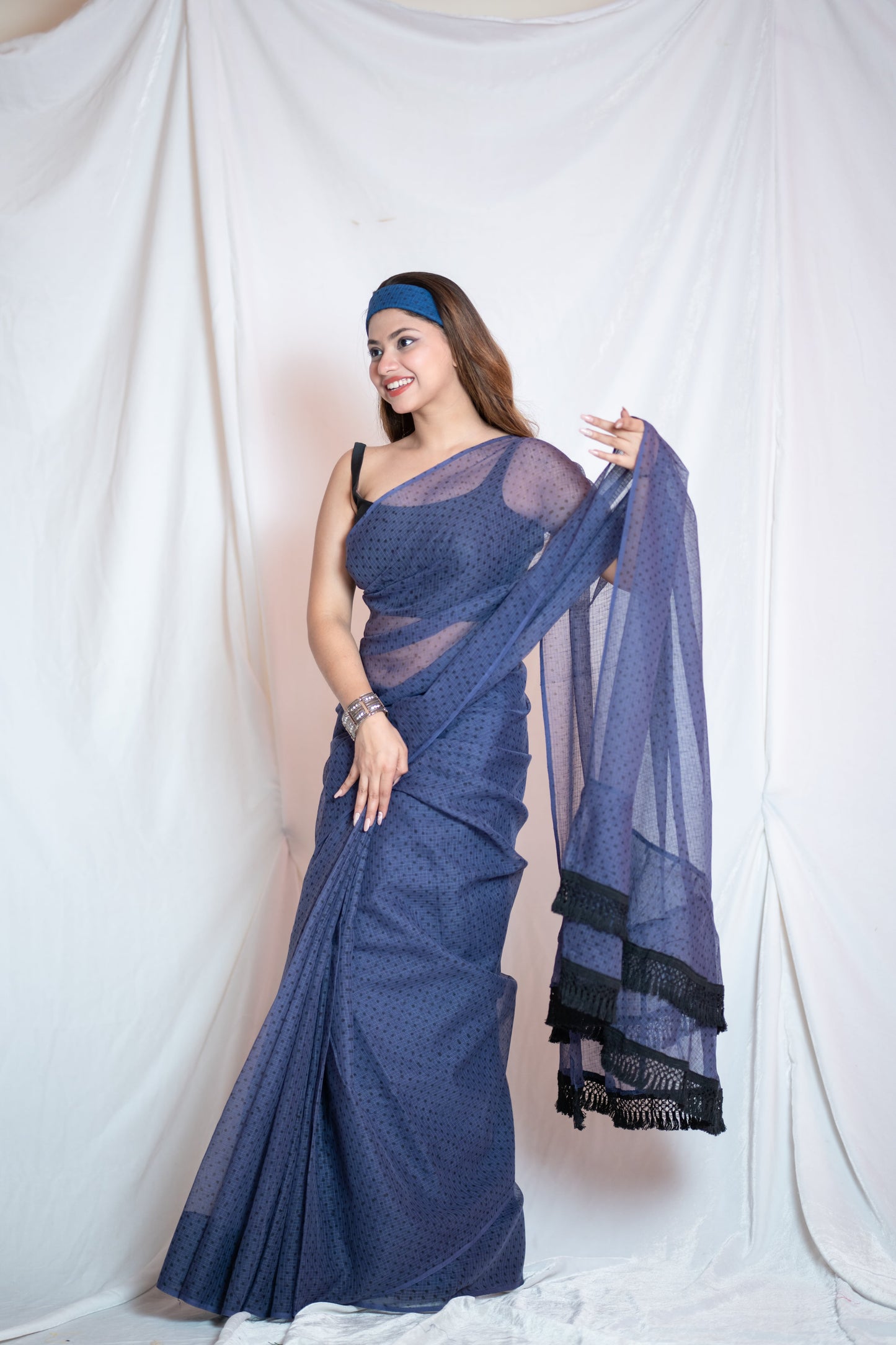 Bholi Re Bindu - Blue Kota Doria Saree
