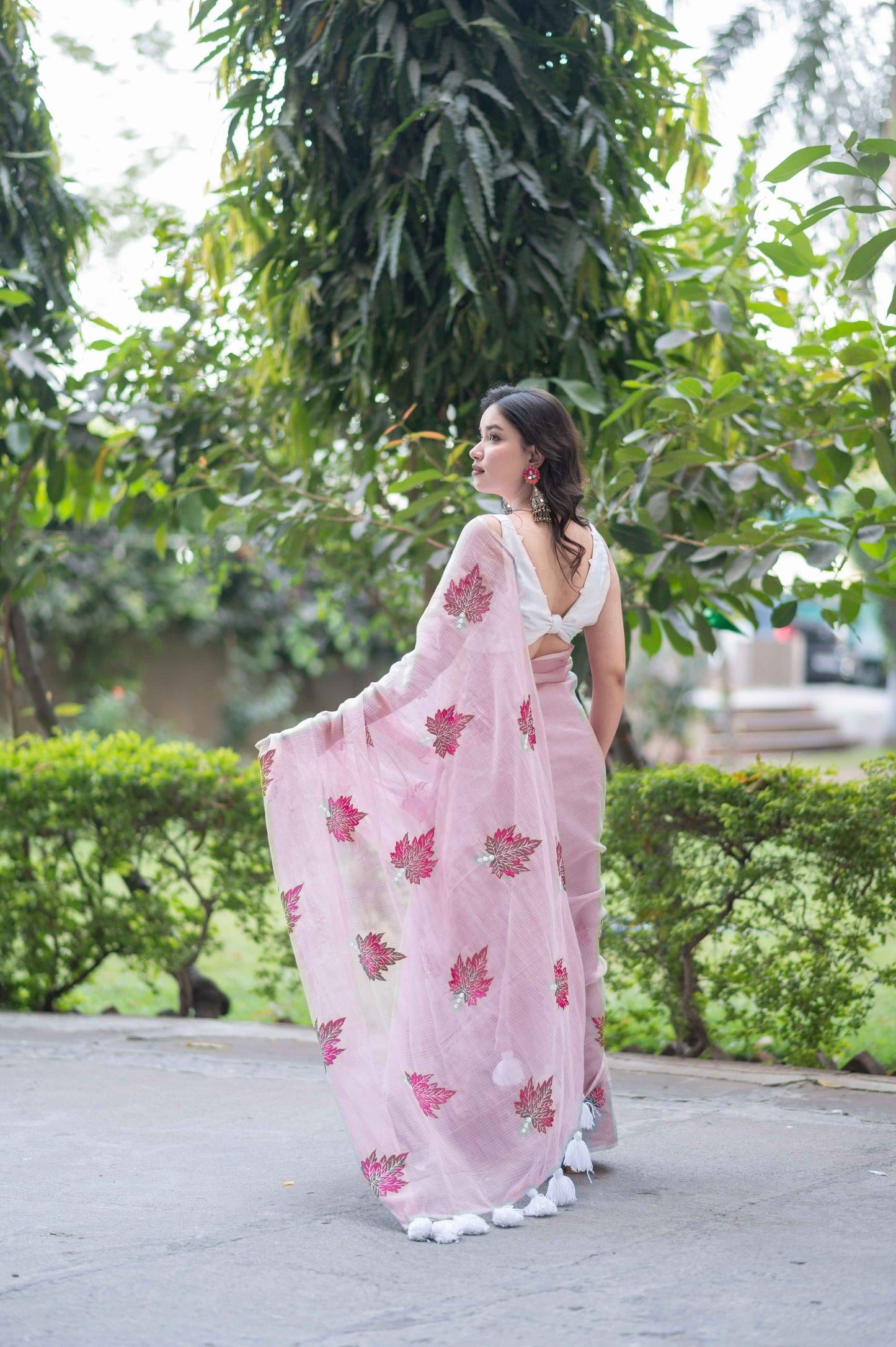 Blush Vein- Pink Kota Doria Saree