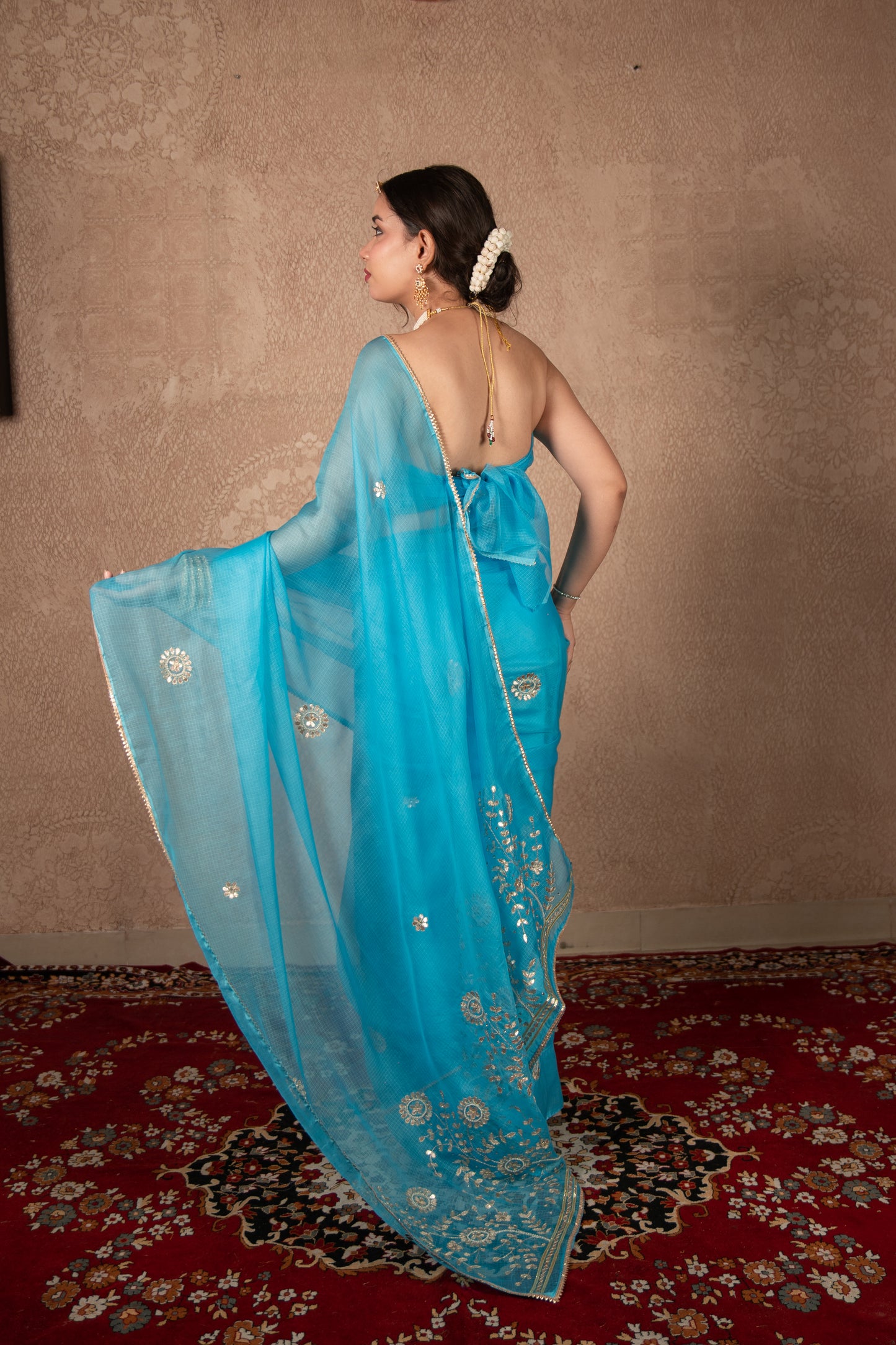 Bhavyata- Sky Blue Gota Jaal Saree