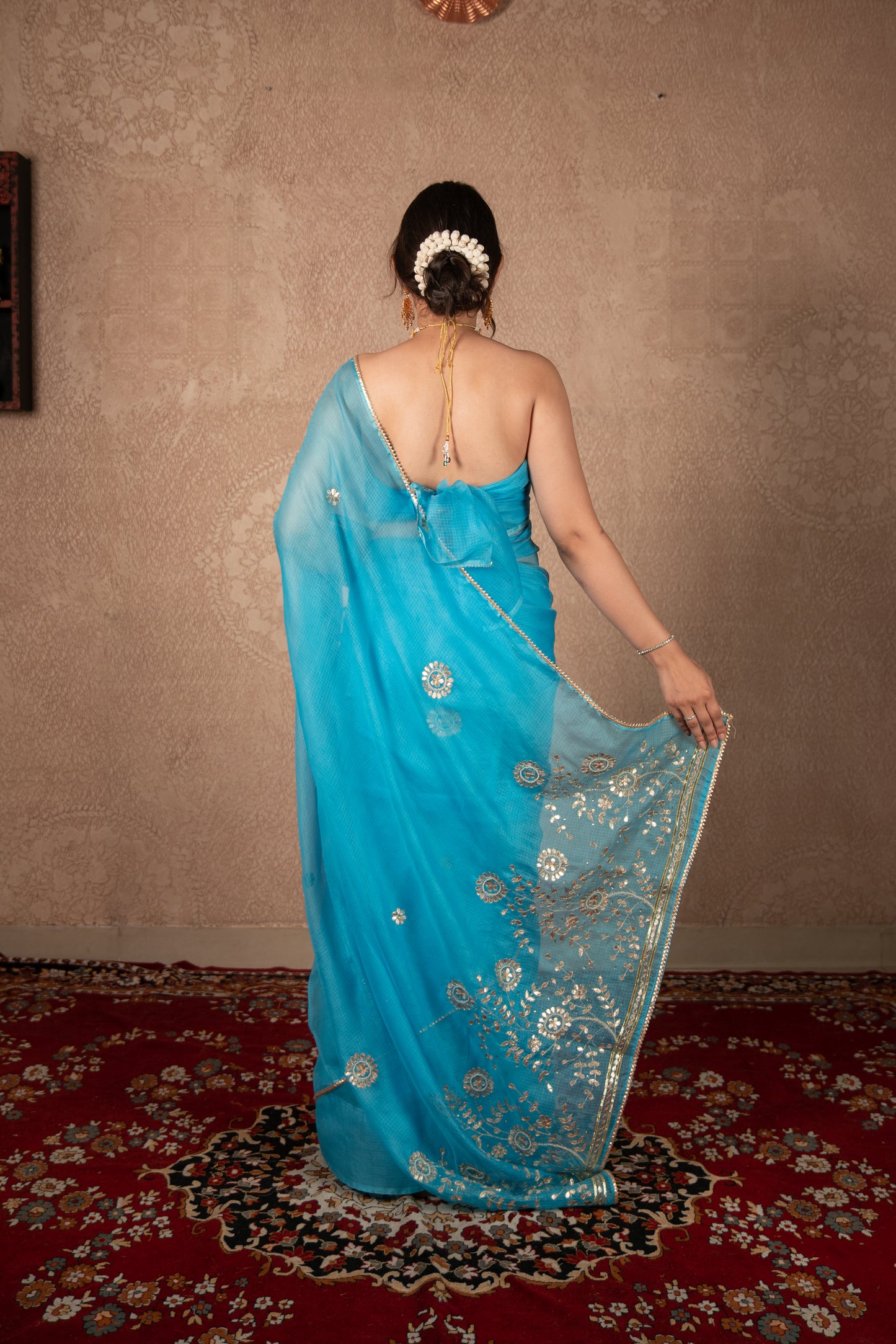 Bhavyata- Sky Blue Gota Jaal Saree