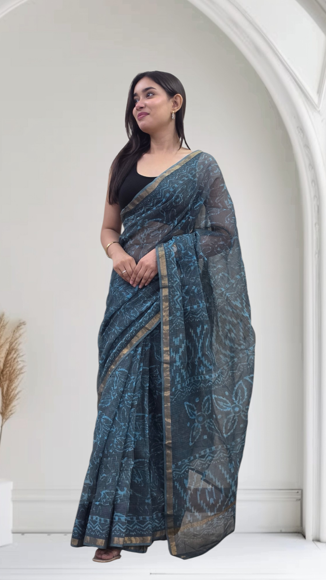 Blue Willow- Blue Kota Doria Saree